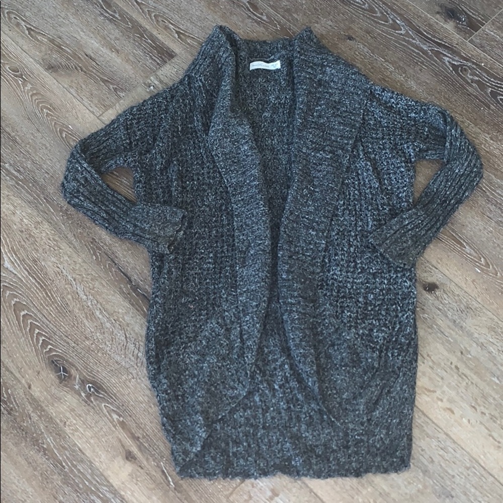 heathered grey knit long cardigan from abercrombie